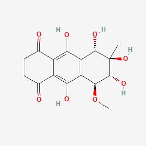 molecular formula C16H16O8 B14345934 5,6,7,9,10-Pentahydroxy-8-methoxy-6-methyl-5,6,7,8-tetrahydroanthracene-1,4-dione CAS No. 98670-84-9