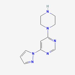 molecular formula C11H14N6 B1434603 4-(piperazin-1-yl)-6-(1H-pyrazol-1-yl)pyrimidine CAS No. 1707375-71-0