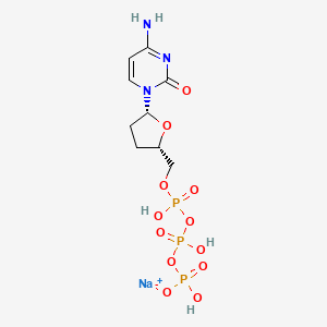 molecular formula C9H15N3NaO12P3 B1434607 Sodium;[[[(2S,5R)-5-(4-amino-2-oxopyrimidin-1-yl)oxolan-2-yl]methoxy-hydroxyphosphoryl]oxy-hydroxyphosphoryl] hydrogen phosphate CAS No. 132619-66-0