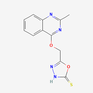 molecular formula C12H10N4O2S B14346074 5-{[(2-Methylquinazolin-4-yl)oxy]methyl}-1,3,4-oxadiazole-2(3H)-thione CAS No. 96547-98-7