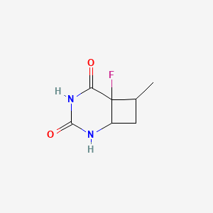 molecular formula C7H9FN2O2 B14346161 6-Fluoro-7-methyl-2,4-diazabicyclo[4.2.0]octane-3,5-dione CAS No. 90320-61-9