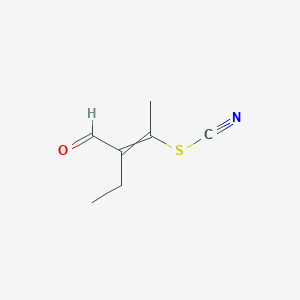 molecular formula C7H9NOS B14346179 3-Formylpent-2-en-2-yl thiocyanate CAS No. 92600-03-8