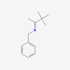 molecular formula C13H19N B14346395 Benzenemethanamine, N-(1,2,2-trimethylpropylidene)- CAS No. 92310-74-2