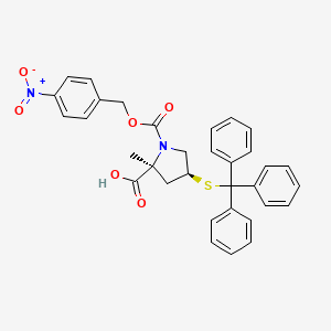 molecular formula C33H30N2O6S B1434641 1,2-吡咯烷二甲酸，4-[{三苯甲基}硫]-,2-甲基 1-[{4-硝基苯基}甲基]酯，(2S,4S)- CAS No. 147117-72-4