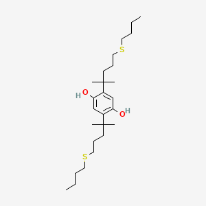 molecular formula C26H46O2S2 B14346505 2,5-Bis[5-(butylsulfanyl)-2-methylpentan-2-YL]benzene-1,4-diol CAS No. 95998-57-5