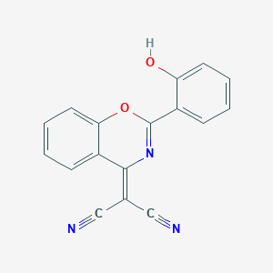 molecular formula C17H9N3O2 B14346595 [2-(6-Oxocyclohexa-2,4-dien-1-ylidene)-2,3-dihydro-4H-1,3-benzoxazin-4-ylidene]propanedinitrile CAS No. 90681-65-5