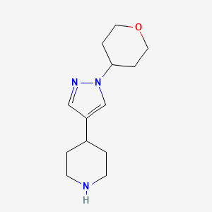 molecular formula C13H21N3O B1434674 4-(1-(tetrahydro-2H-pyran-4-yl)-1H-pyrazol-4-yl)piperidine CAS No. 1443289-73-3