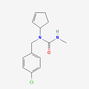 molecular formula C14H17ClN2O B14346967 N-[(4-Chlorophenyl)methyl]-N-cyclopent-2-en-1-yl-N'-methylurea CAS No. 91938-41-9