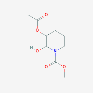 molecular formula C9H15NO5 B14346999 Methyl 3-(acetyloxy)-2-hydroxypiperidine-1-carboxylate CAS No. 92599-78-5