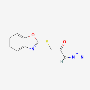 molecular formula C10H7N3O2S B14347066 3-[(1,3-Benzoxazol-2-yl)sulfanyl]-1-diazonioprop-1-en-2-olate CAS No. 91226-70-9