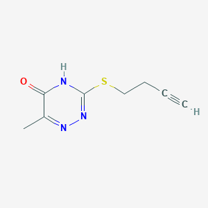 molecular formula C8H9N3OS B14347310 3-[(But-3-yn-1-yl)sulfanyl]-6-methyl-1,2,4-triazin-5(2H)-one CAS No. 90997-83-4