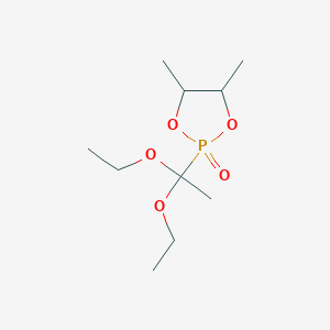 molecular formula C10H21O5P B14347347 2-(1,1-Diethoxyethyl)-4,5-dimethyl-1,3,2lambda~5~-dioxaphospholan-2-one CAS No. 94478-30-5