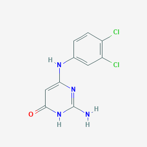 molecular formula C10H8Cl2N4O B14347526 2-amino-4-(3,4-dichloroanilino)-1H-pyrimidin-6-one CAS No. 90767-72-9