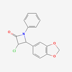 molecular formula C16H12ClNO3 B14347582 4-(2H-1,3-Benzodioxol-5-yl)-3-chloro-1-phenylazetidin-2-one CAS No. 93093-70-0