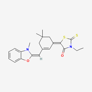 5-(5,5-Dimethyl-3-((3-methyl-(3H)-benzoxazol-2-ylidene)methyl)cyclohex-2-en-1-ylidene)-3-ethyl-2-thioxothiazolidin-4-one