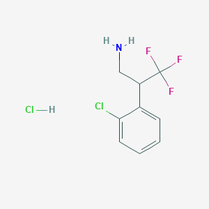 molecular formula C9H10Cl2F3N B1434780 2-(2-Chlorophenyl)-3,3,3-trifluoropropan-1-amine hydrochloride CAS No. 1803586-04-0