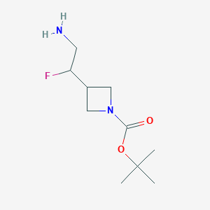 molecular formula C10H19FN2O2 B1434790 Tert-butyl 3-(2-amino-1-fluoroethyl)azetidine-1-carboxylate CAS No. 1785335-70-7