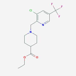 molecular formula C15H18ClF3N2O2 B1434808 1-(3-Chloro-5-trifluoromethyl-pyridin-2-ylmethyl)-piperidine-4-carboxylic acid ethyl ester CAS No. 1858242-66-6