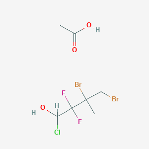 molecular formula C7H11Br2ClF2O3 B14348173 Acetic acid;3,4-dibromo-1-chloro-2,2-difluoro-3-methylbutan-1-ol CAS No. 98041-07-7