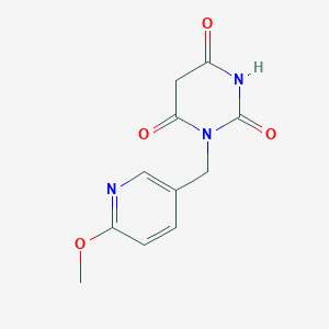 molecular formula C11H11N3O4 B1434822 1-[(6-Methoxypyridin-3-yl)methyl]-1,3-diazinane-2,4,6-trione CAS No. 1710461-20-3