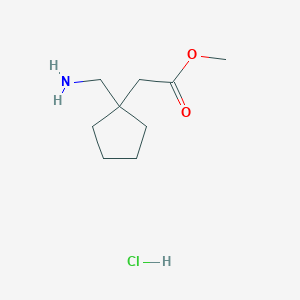 molecular formula C9H18ClNO2 B1434834 Methyl 2-[1-(aminomethyl)cyclopentyl]acetate hydrochloride CAS No. 1803581-84-1