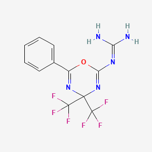 molecular formula C12H9F6N5O B14348370 N''-[6-Phenyl-4,4-bis(trifluoromethyl)-4H-1,3,5-oxadiazin-2-yl]guanidine CAS No. 90697-68-0