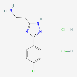 molecular formula C10H13Cl3N4 B1434843 2-[3-(4-氯苯基)-1H-1,2,4-三唑-5-基]乙胺二盐酸盐 CAS No. 1803561-96-7