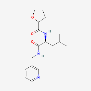 molecular formula C17H25N3O3 B1434845 N-((S)-4-Methyl-1-oxo-1-((pyridin-3-ylmethyl)amino)pentan-2-yl)tetrahydrofuran-2-carboxamide CAS No. 1322601-12-6