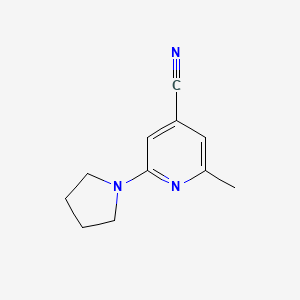 molecular formula C11H13N3 B1434851 2-Methyl-6-(pyrrolidin-1-yl)pyridine-4-carbonitrile CAS No. 1601948-35-9