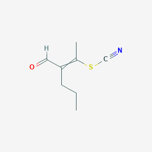 molecular formula C8H11NOS B14348602 3-Formylhex-2-en-2-yl thiocyanate CAS No. 92600-04-9