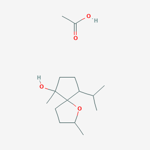 molecular formula C15H28O4 B14348697 Acetic acid;2,9-dimethyl-6-propan-2-yl-1-oxaspiro[4.4]nonan-9-ol CAS No. 90292-60-7