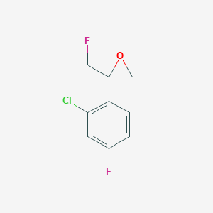 molecular formula C9H7ClF2O B14348730 2-(2-Chloro-4-fluorophenyl)-2-(fluoromethyl)oxirane CAS No. 92781-44-7