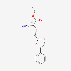 molecular formula C16H17NO4 B14348772 Ethyl 2-cyano-4-(4-phenyl-1,3-dioxolan-2-ylidene)butanoate CAS No. 92613-05-3