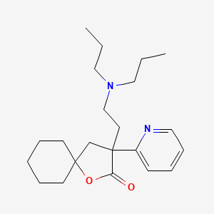 molecular formula C22H34N2O2 B14348776 3-[2-(Dipropylamino)ethyl]-3-(pyridin-2-yl)-1-oxaspiro[4.5]decan-2-one CAS No. 92404-96-1