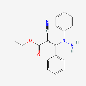 molecular formula C18H17N3O2 B14348907 Ethyl 2-cyano-3-phenyl-3-(1-phenylhydrazinyl)prop-2-enoate CAS No. 92462-09-4