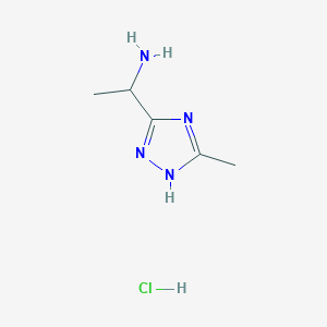 molecular formula C5H11ClN4 B1434896 1-(3-甲基-1H-1,2,4-三唑-5-基)乙-1-胺盐酸盐 CAS No. 1803604-52-5