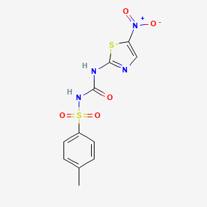 molecular formula C11H10N4O5S2 B14348999 4-Methyl-N-(((5-nitro-2-thiazolyl)amino)carbonyl)benzenesulfonamide CAS No. 92569-06-7