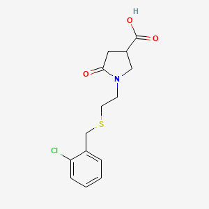 molecular formula C14H16ClNO3S B1434900 1-{2-[(2-氯苄基)硫代]乙基}-5-氧代吡咯烷-3-羧酸 CAS No. 1440535-35-2