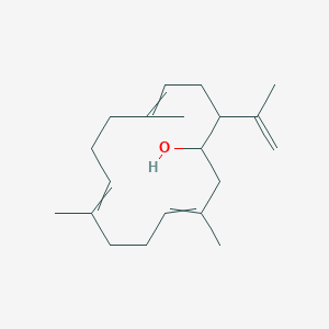 molecular formula C20H32O B14349196 3,7,11-Trimethyl-14-(prop-1-en-2-yl)cyclotetradeca-3,7,11-trien-1-ol CAS No. 95772-53-5