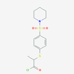 molecular formula C14H18ClNO3S2 B14349247 2-{[4-(Piperidine-1-sulfonyl)phenyl]sulfanyl}propanoyl chloride CAS No. 92133-65-8