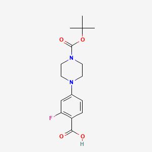 molecular formula C16H21FN2O4 B1434931 4-(4-Carboxy-3-fluorophenyl)-piperazine-1-carboxylic acid tert-butyl ester CAS No. 1121596-45-9