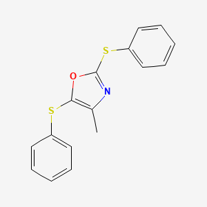 molecular formula C16H13NOS2 B14349342 4-Methyl-2,5-bis(phenylsulfanyl)-1,3-oxazole CAS No. 90893-02-0