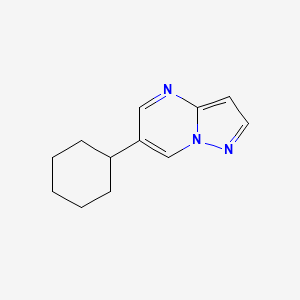 molecular formula C12H15N3 B14349446 6-Cyclohexylpyrazolo[1,5-a]pyrimidine CAS No. 90253-55-7