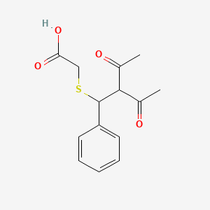 [(2-Acetyl-3-oxo-1-phenylbutyl)sulfanyl]acetic acid