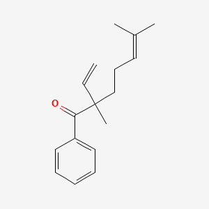 molecular formula C17H22O B14349568 5-Hepten-1-one, 2-ethenyl-2,6-dimethyl-1-phenyl- CAS No. 92511-63-2