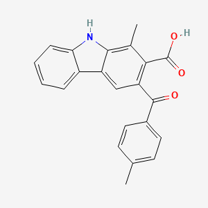 molecular formula C22H17NO3 B14349652 1-methyl-3-(4-methylbenzoyl)-9H-carbazole-2-carboxylic acid CAS No. 91544-98-8