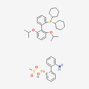 molecular formula C43H57NO5PPdS- B1434972 Methanesulfonato(2-dicyclohexylphosphino-2',6'-di-i-propoxy-1,1'-biphenyl)(2'-amino-1,1'-biphenyl-2-yl)palladium(II) CAS No. 1445085-77-7