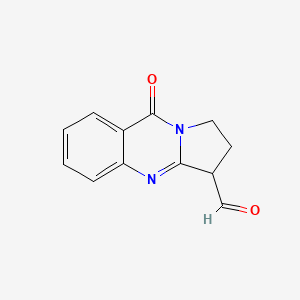 molecular formula C12H10N2O2 B14349930 9-Oxo-1,2,3,9-tetrahydropyrrolo[2,1-b]quinazoline-3-carbaldehyde CAS No. 92883-80-2