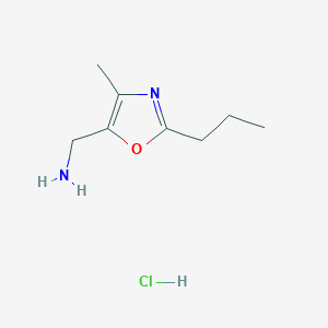 molecular formula C8H15ClN2O B1434996 盐酸(4-甲基-2-丙基-1,3-恶唑-5-基)甲胺 CAS No. 1803585-01-4