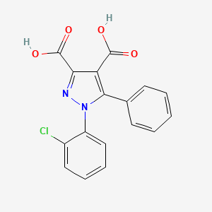 molecular formula C17H11ClN2O4 B14349960 1h-pyrazole-3,4-dicarboxylic Acid, 1-(2-chlorophenyl)-5-phenyl- CAS No. 96723-20-5